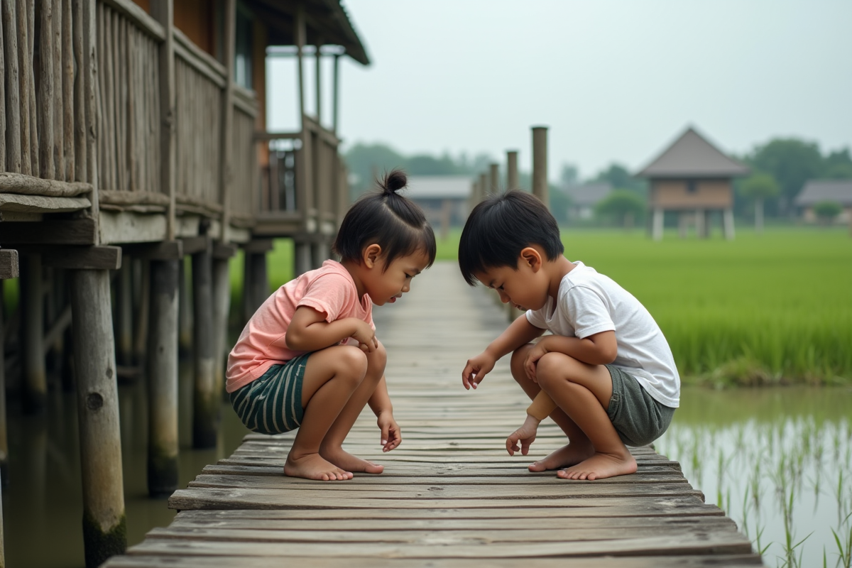 Deux enfants regardant l