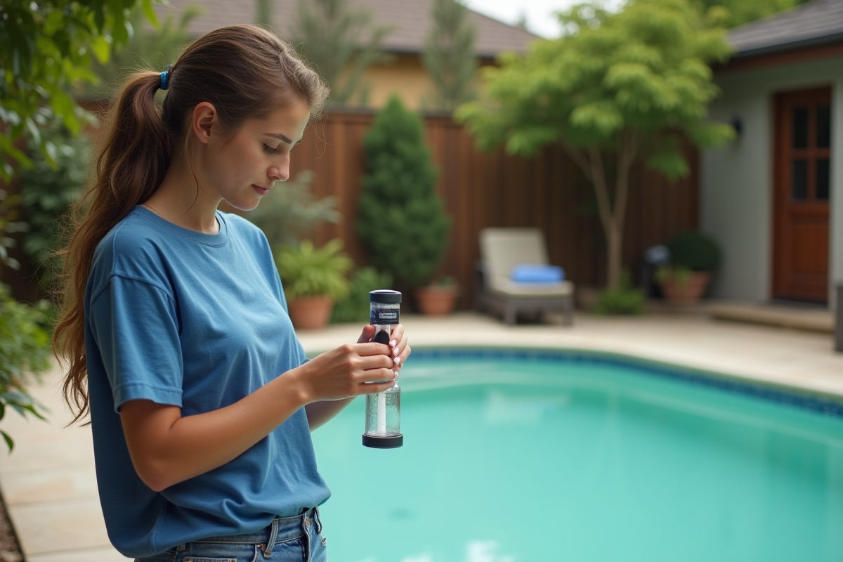 Jeune femme examinant un échantillon d