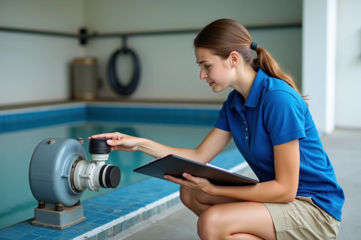 Jeune femme vérifiant un compteur d